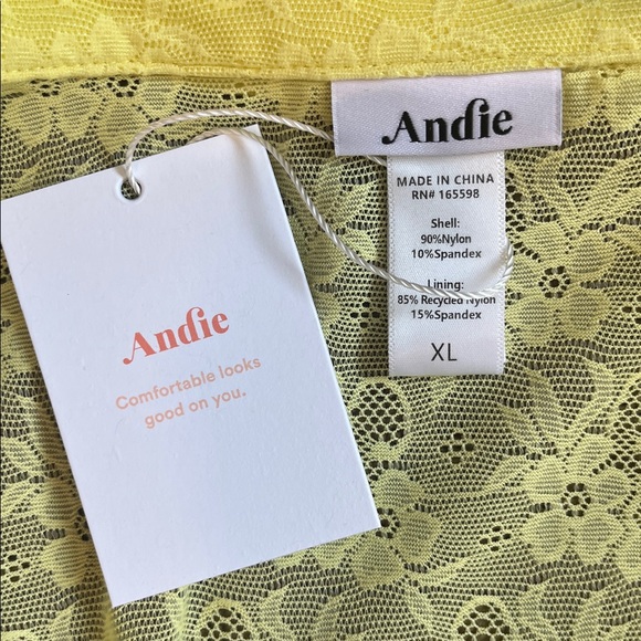 Andie Suva Lace Button Down Stretch Top NWT Yellow Size XL - Picture 10 of 10